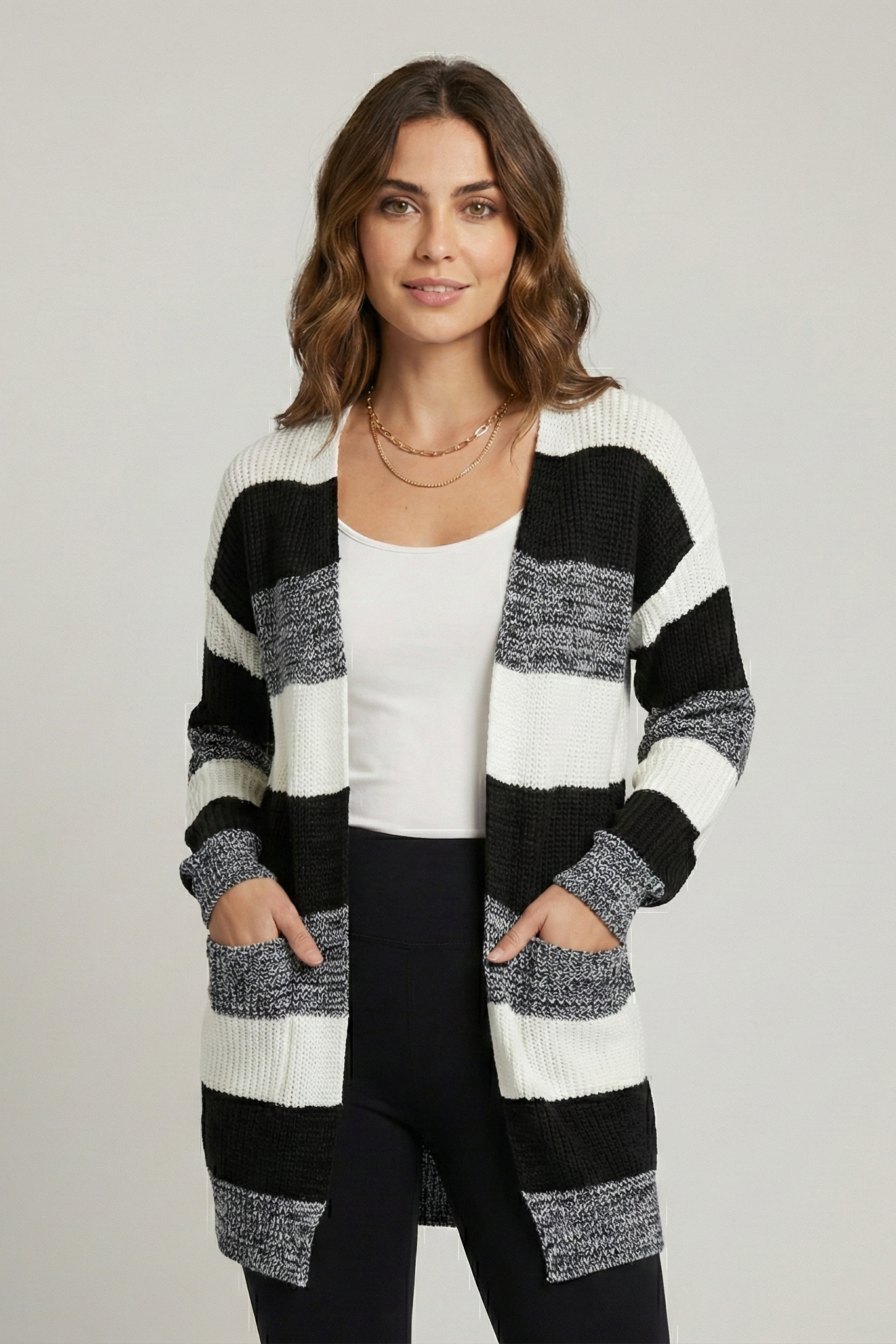 Patchwork Knitted Long Sweater | Zenda