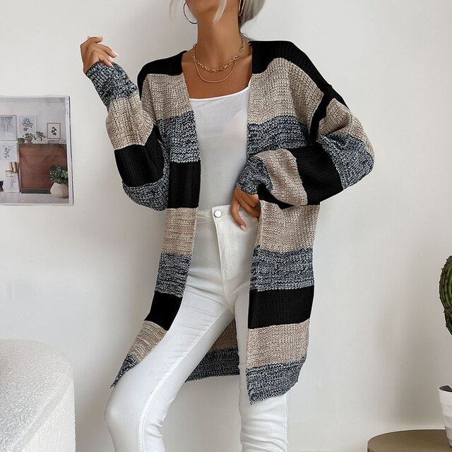 Patchwork Knitted Long Sweater | Zenda